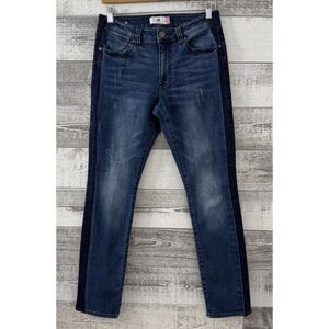 Cabi High Straight Jeans Women's Size 6 (Fit 30x30) Distressing Dark Side Seam